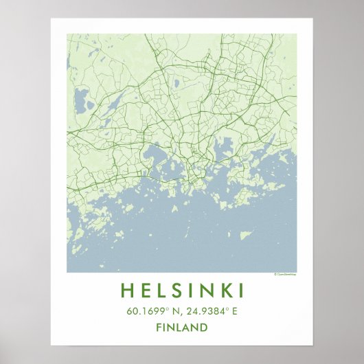 Aangepaste Stadkaart Helsinki Finland Muur Kunst P Poster (Voorkant)