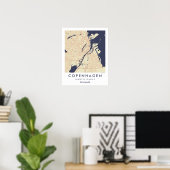 Aangepaste Stadkaart Kopenhagen Denemarken Kunst P Poster (Thuiskantoor)