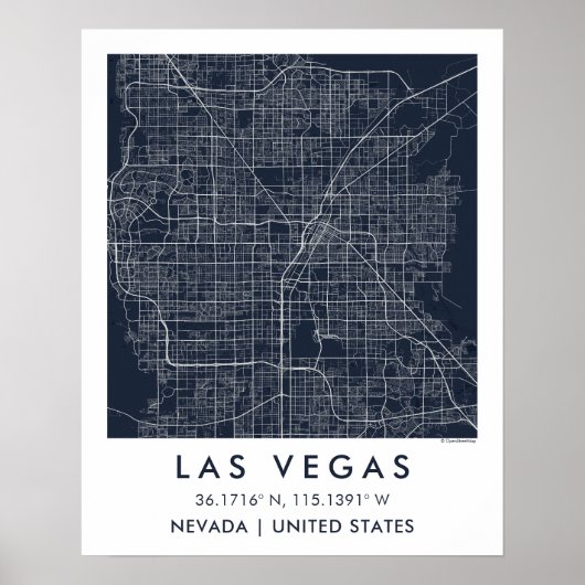 Aangepaste Stadkaart Las Vegas Nevada Muurkunst Po Poster (Voorkant)