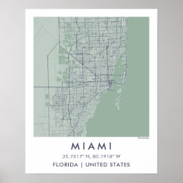 Aangepaste Stadkaart Miami Florida Muurkunst Poste Poster