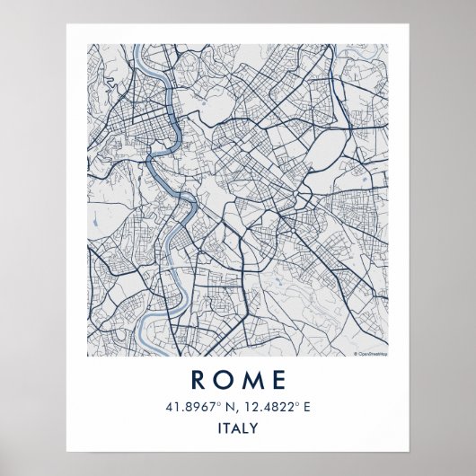 Aangepaste Stadkaart Rome Italië Muur Kunst Poster (Voorkant)