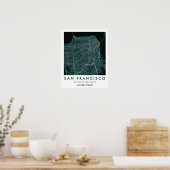 Aangepaste Stadkaart San Francisco Muur Kunst Post Poster (Keuken)