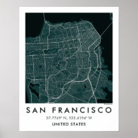 Aangepaste Stadkaart San Francisco Muur Kunst Post