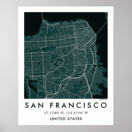 Aangepaste Stadkaart San Francisco Muur Kunst Post Poster