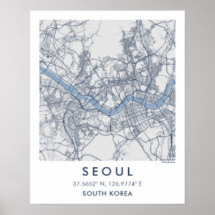 Aangepaste Stadkaart Seoel Zuid-Korea Muurkunst Po Poster