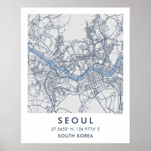 Aangepaste Stadkaart Seoel Zuid-Korea Muurkunst Po Poster (Voorkant)