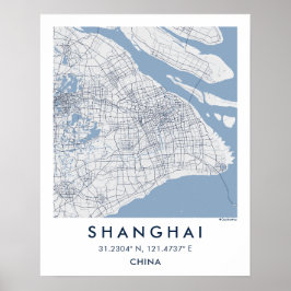 Aangepaste Stadkaart Shanghai China Muur Kunst Pos Poster
