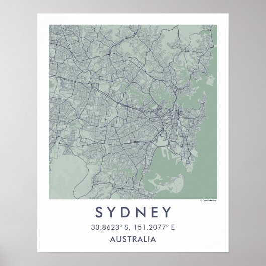 Aangepaste Stadkaart Sydney Australië Poster (Voorkant)
