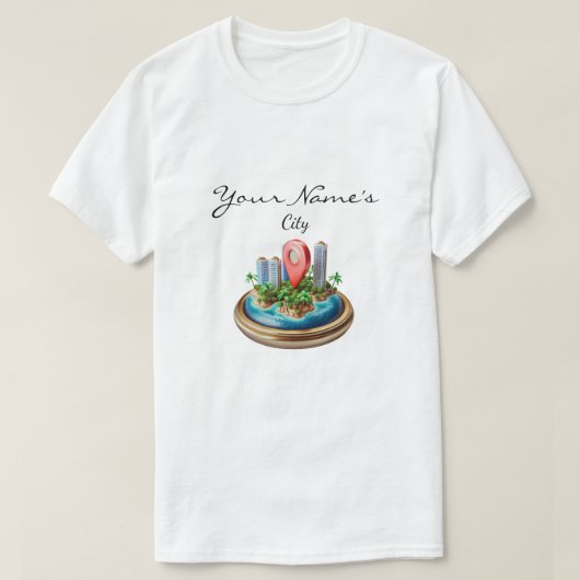 Aangepaste Stadkaart  T-shirt (Design voorkant)