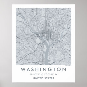 Aangepaste Stadkaart Washington DC Muur Kunst Post Poster
