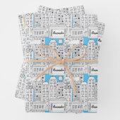 Aangepaste stadsgebouwen met retro, met de hand ge inpakpapier vel (In situ)