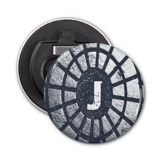 Aangepaste stadsmonretro Monogram flessenopening Button Flesopener (Voorkant)