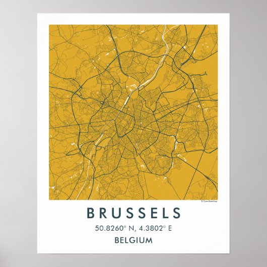 Aangepaste stadsplattegrond Brussel België Muurkun Poster (Voorkant)