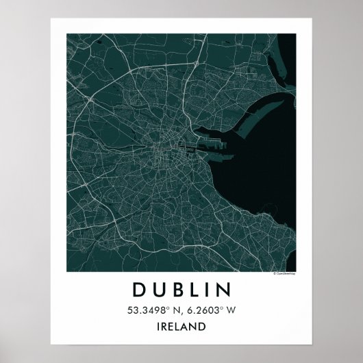 Aangepaste stadsplattegrond Dublin Ierland Muur Ku Poster (Voorkant)