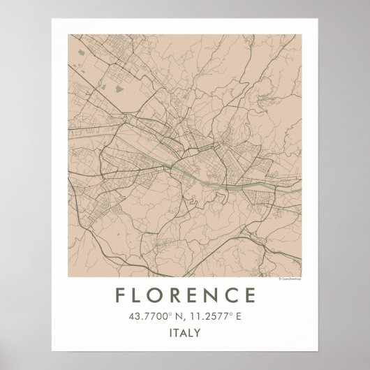 Aangepaste stadsplattegrond Florence Italië Muurku Poster (Voorkant)