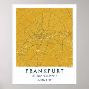 Aangepaste stadsplattegrond Frankfurt Duitsland Mu Poster