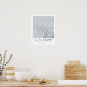 Aangepaste stadsplattegrond Guangzhou China Muur K Poster (Keuken)