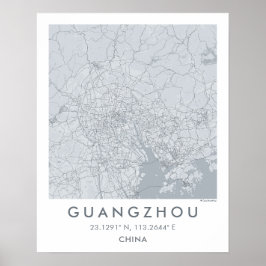 Aangepaste stadsplattegrond Guangzhou China Muur K Poster