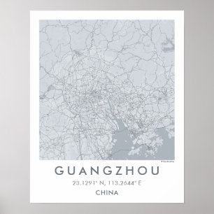 Aangepaste stadsplattegrond Guangzhou China Muur K Poster