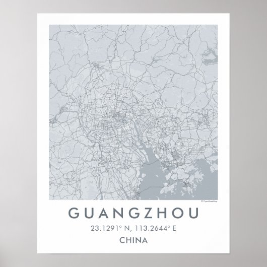 Aangepaste stadsplattegrond Guangzhou China Muur K Poster (Voorkant)