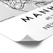 Aangepaste stadsplattegrond Manhattan New York Pos Poster (Hoek)