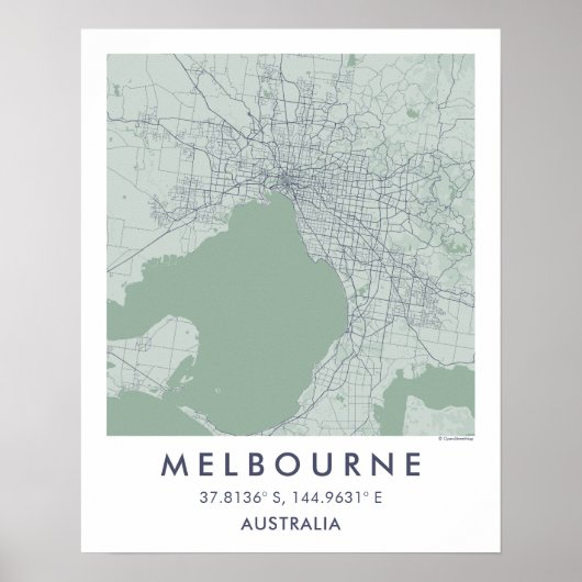 Aangepaste stadsplattegrond Melbourne Australië Ku Poster (Voorkant)