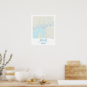 Aangepaste stadsplattegrond Oslo Noorwegen Muur Ku Poster (Keuken)