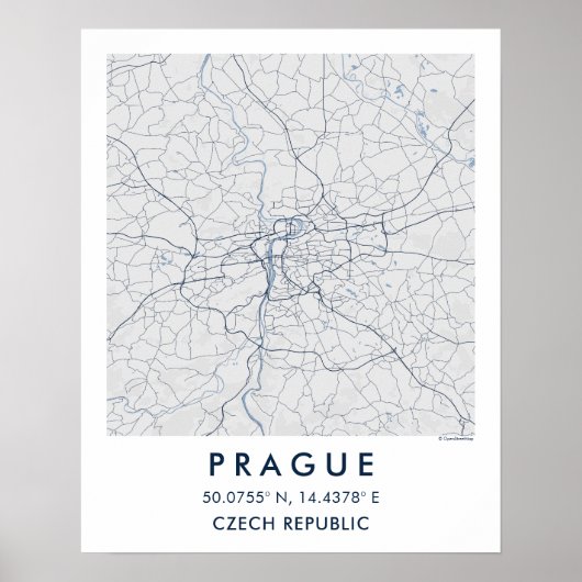 Aangepaste stadsplattegrond Praag Wandkunst Poster (Voorkant)