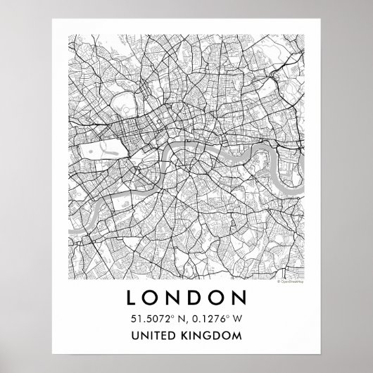 Aangepaste stadsplattegrond van Londen - Muur Kuns Poster (Voorkant)