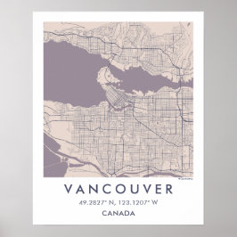 Aangepaste stadsplattegrond Vancouver Canada Muur  Poster