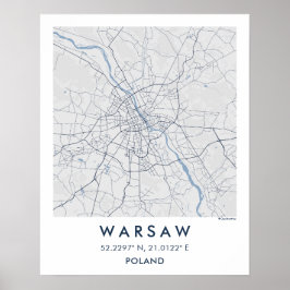 Aangepaste stadsplattegrond Warschau Polen Muurkun Poster