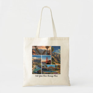 Aangepaste stadspunten Reis Fotocollage Tote Bag