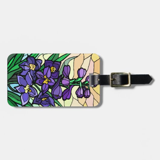 Aangepaste Stain Glass Dendrobium Bagagelabel (Voorkant horizontaal)