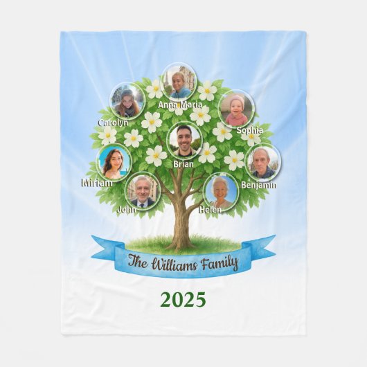 Aangepaste stamboom Fotonamen Erfgoed gift Fleece Deken (Voorkant)