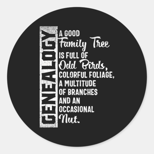 Aangepaste stamboom genealogie voor genealoog ronde sticker (Voorkant)