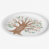 Aangepaste stamboom met bladeren en vogels papieren bordje (Gekanteld)