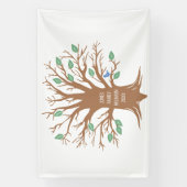 Aangepaste stamboom met bladeren en vogels spandoek (Verticaal)