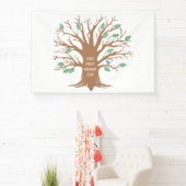 Aangepaste stamboom met bladeren en vogels spandoek (Insitu)