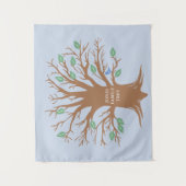 Aangepaste stamboom met bladeren en vogels wandkleed (Voorkant)