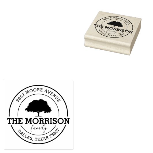 Aangepaste stamboom | Naam, retouradres Rubberstempel (Gestempeld)