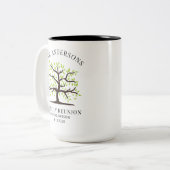 Aangepaste stamboom van familiebijeenkomst met dat tweekleurige koffiemok (Voorkant links)