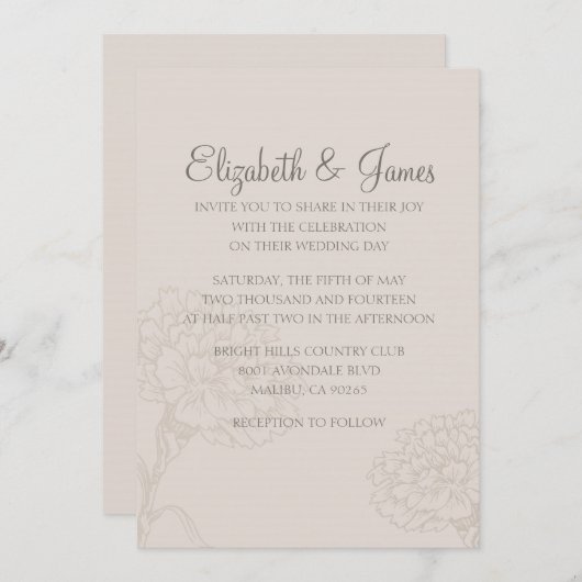 Aangepaste standaard moderne huwelijksuitnodiginge kaart (Voorkant / Achterkant)