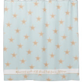 Aangepaste standaard witte strepe pastel licht bla douchegordijn (Voorkant)