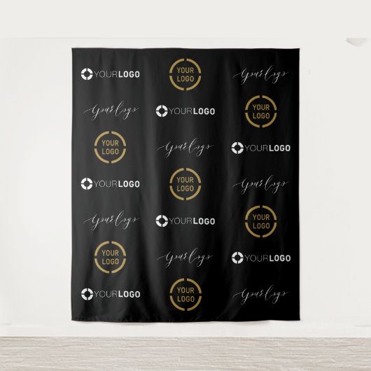 Aangepaste stap & Herhaal drie Logo Event Achtergr Wandkleed (Voorkant)