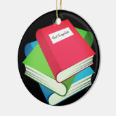 Aangepaste stapel boeken Emoji Keramisch Ornament (Links)