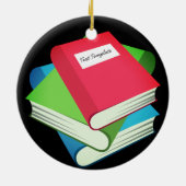 Aangepaste stapel boeken Emoji Keramisch Ornament (Achterkant)