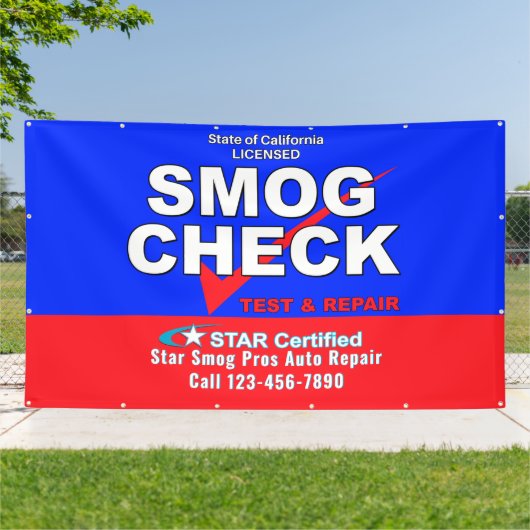 Aangepaste Star-gecertificeerde rooktest Autowerkp Spandoek (Buitenkant)