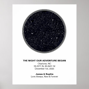 Aangepaste Star Map Print, Nacht We Met Jubileum Poster