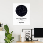 Aangepaste Star Map Print, Nacht We Met Jubileum Poster (Thuiskantoor)
