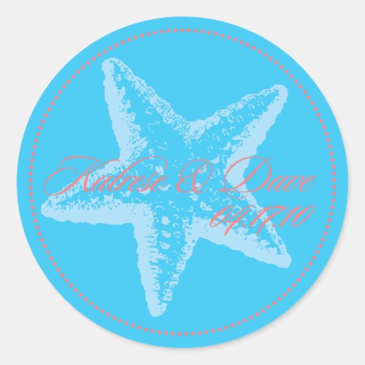 Aangepaste Starfish Monogram Sticker (Voorkant)